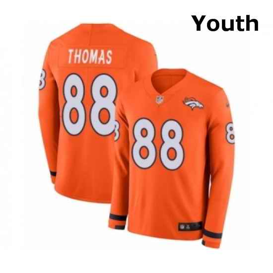 Youth Nike Denver Broncos 88 Demaryius Thomas Limited Orange Therma Long Sleeve NFL Jersey